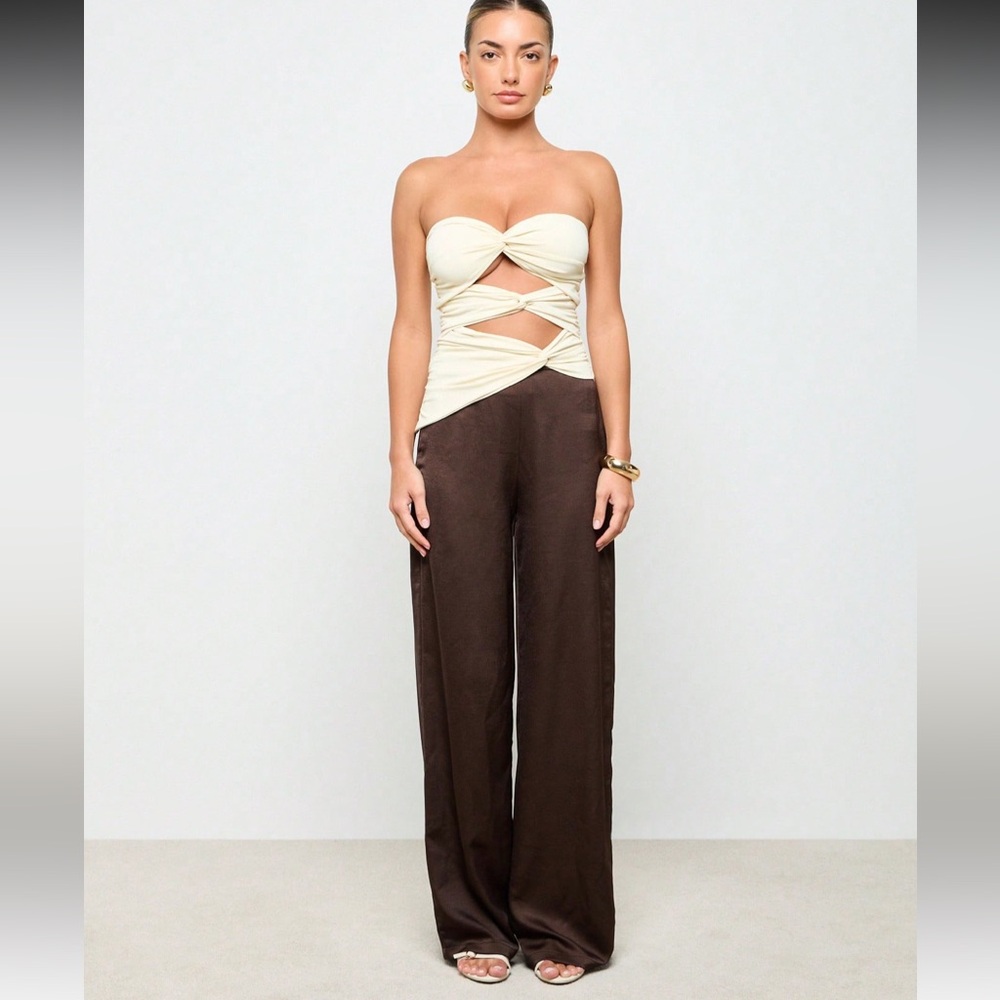 Missguided AiiRZ Bias Satin Flared Trousers Work Pants